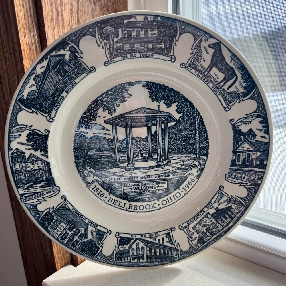 Bellbrook Ohio Vintage Commemorative Plate - Blue and White